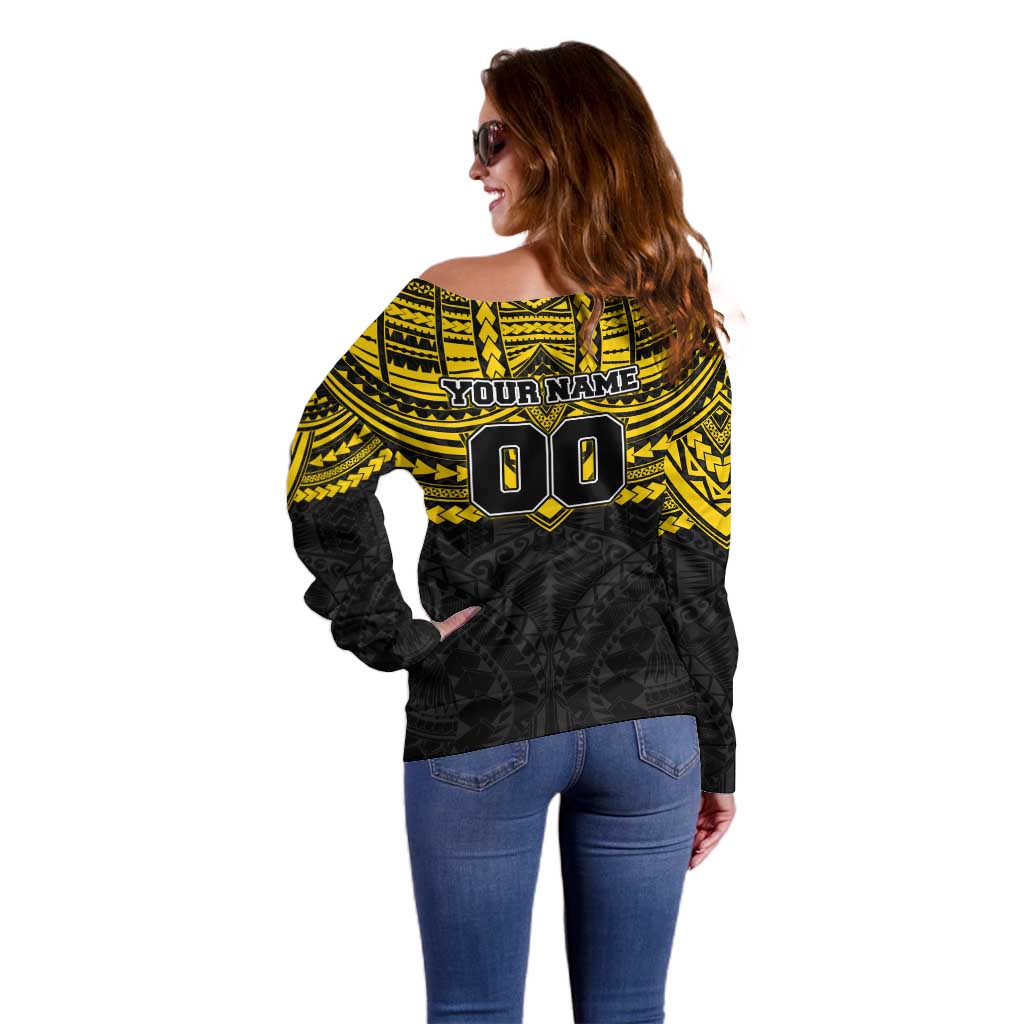 Personalized Richmond Tigers Off Shoulder Sweater Polynesian Tribal Pattern Heritage Football