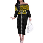 Personalized Richmond Tigers Off The Shoulder Long Sleeve Dress Polynesian Tribal Pattern Heritage Football