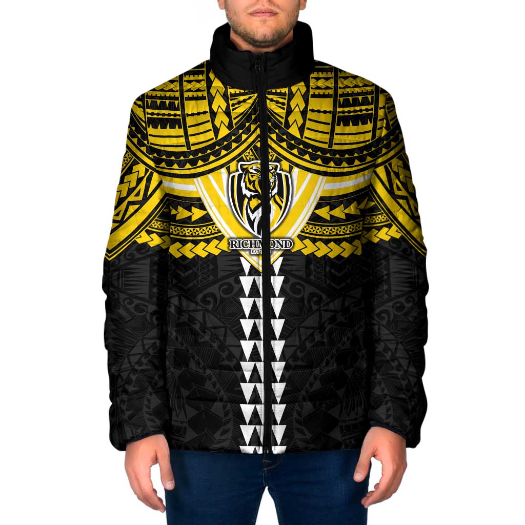 Personalized Richmond Tigers Padded Jacket Polynesian Tribal Pattern Heritage Football
