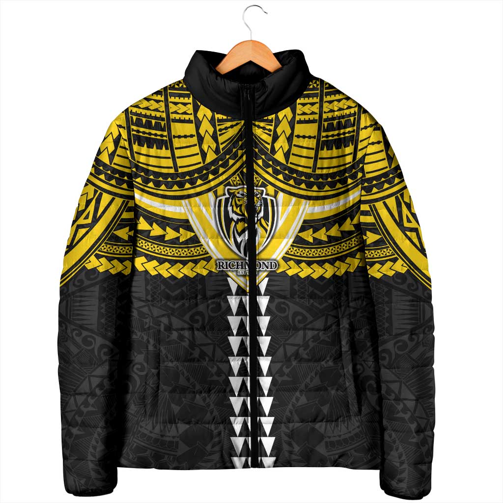 Personalized Richmond Tigers Padded Jacket Polynesian Tribal Pattern Heritage Football