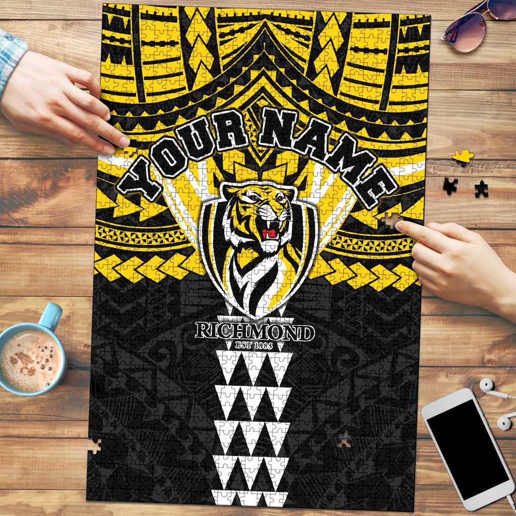Personalized Richmond Tigers Puzzle Polynesian Tribal Pattern Heritage Football