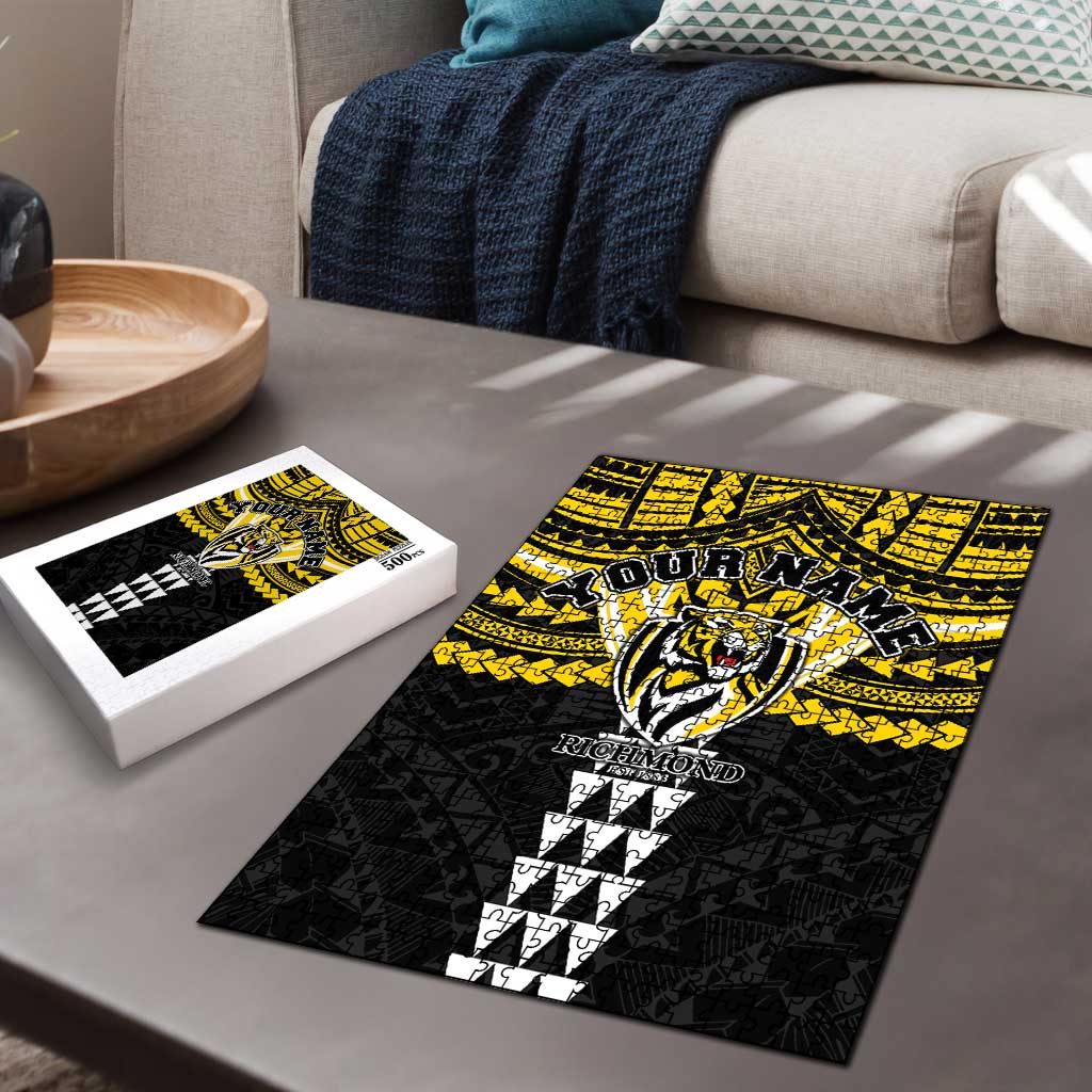 Personalized Richmond Tigers Puzzle Polynesian Tribal Pattern Heritage Football