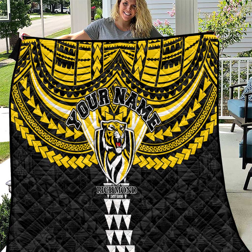 Personalized Richmond Tigers Quilt Polynesian Tribal Pattern Heritage Football