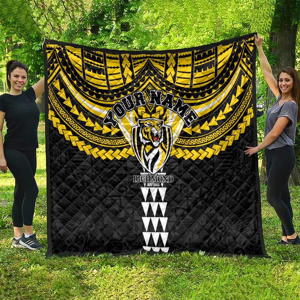 Personalized Richmond Tigers Quilt Polynesian Tribal Pattern Heritage Football