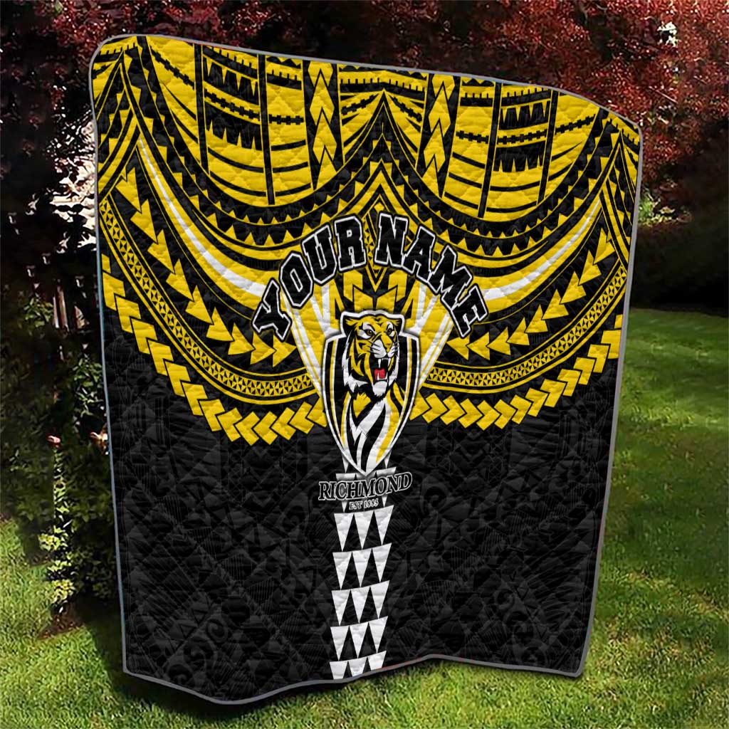 Personalized Richmond Tigers Quilt Polynesian Tribal Pattern Heritage Football