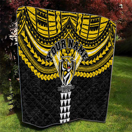 Personalized Richmond Tigers Quilt Polynesian Tribal Pattern Heritage Football