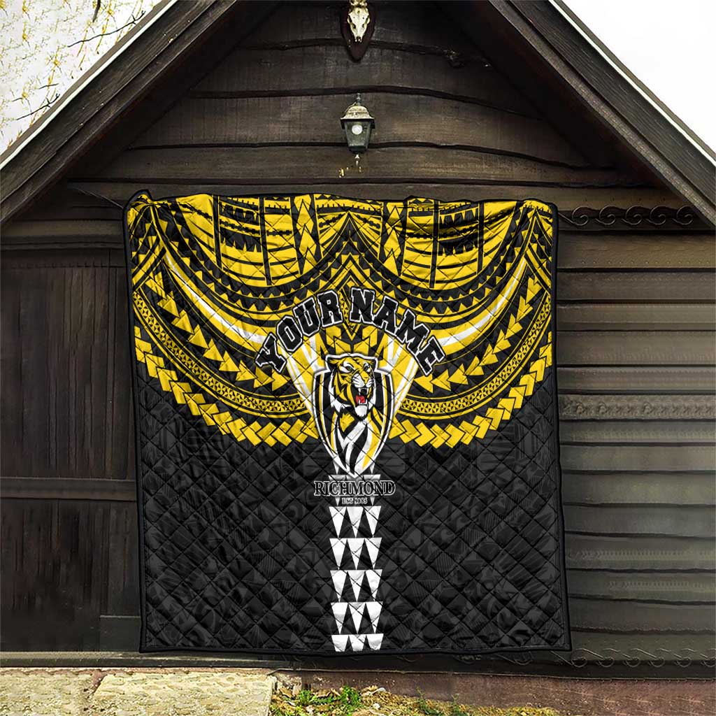 Personalized Richmond Tigers Quilt Polynesian Tribal Pattern Heritage Football