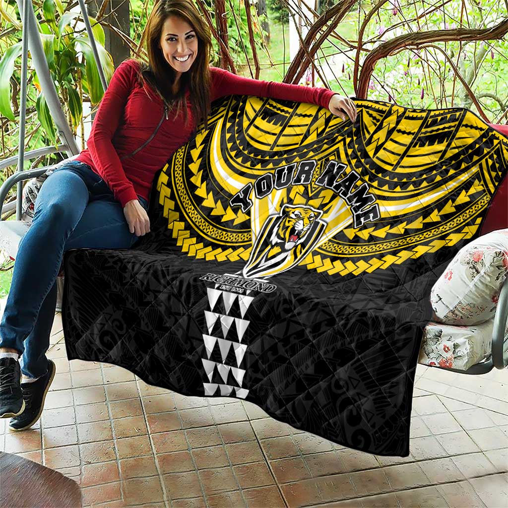Personalized Richmond Tigers Quilt Polynesian Tribal Pattern Heritage Football