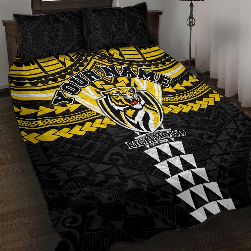 Personalized Richmond Tigers Quilt Bed Set Polynesian Tribal Pattern Heritage Football