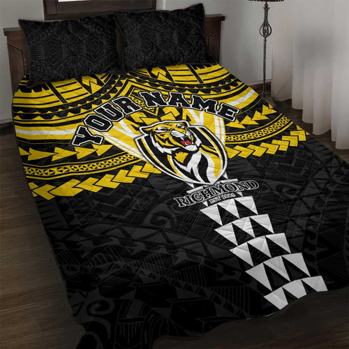 Personalized Richmond Tigers Quilt Bed Set Polynesian Tribal Pattern Heritage Football