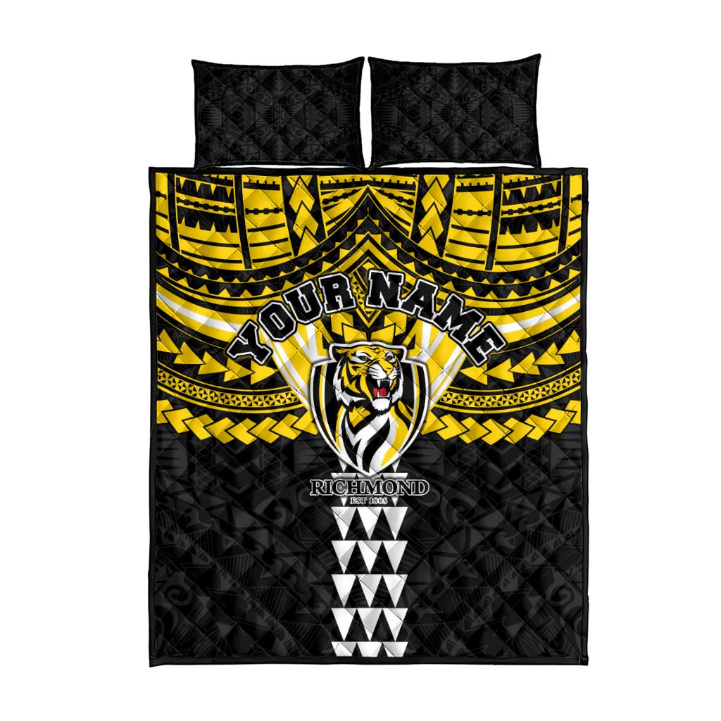 Personalized Richmond Tigers Quilt Bed Set Polynesian Tribal Pattern Heritage Football