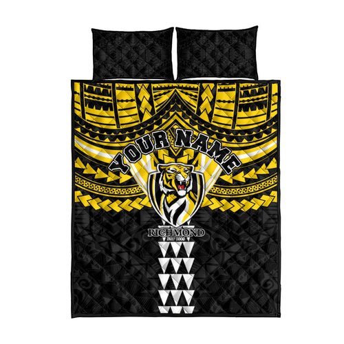 Personalized Richmond Tigers Quilt Bed Set Polynesian Tribal Pattern Heritage Football