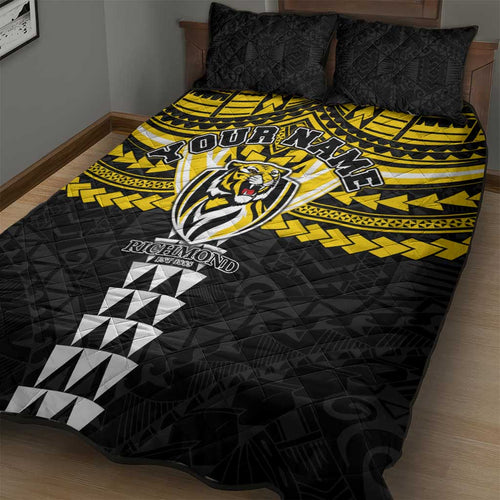 Personalized Richmond Tigers Quilt Bed Set Polynesian Tribal Pattern Heritage Football