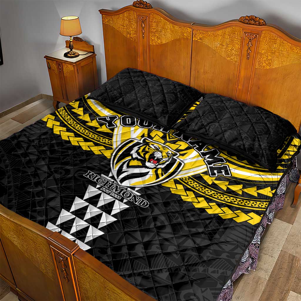 Personalized Richmond Tigers Quilt Bed Set Polynesian Tribal Pattern Heritage Football