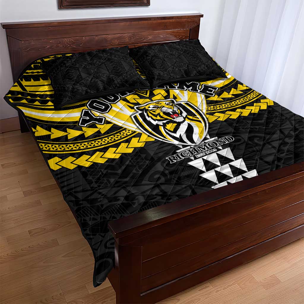 Personalized Richmond Tigers Quilt Bed Set Polynesian Tribal Pattern Heritage Football