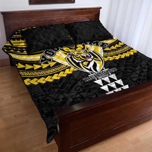 Personalized Richmond Tigers Quilt Bed Set Polynesian Tribal Pattern Heritage Football