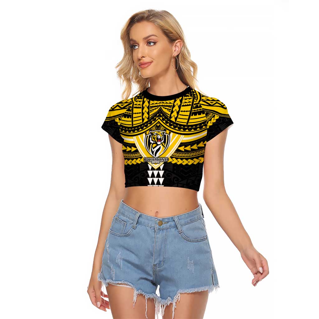 Personalized Richmond Tigers Raglan Cropped T Shirt Polynesian Tribal Pattern Heritage Football