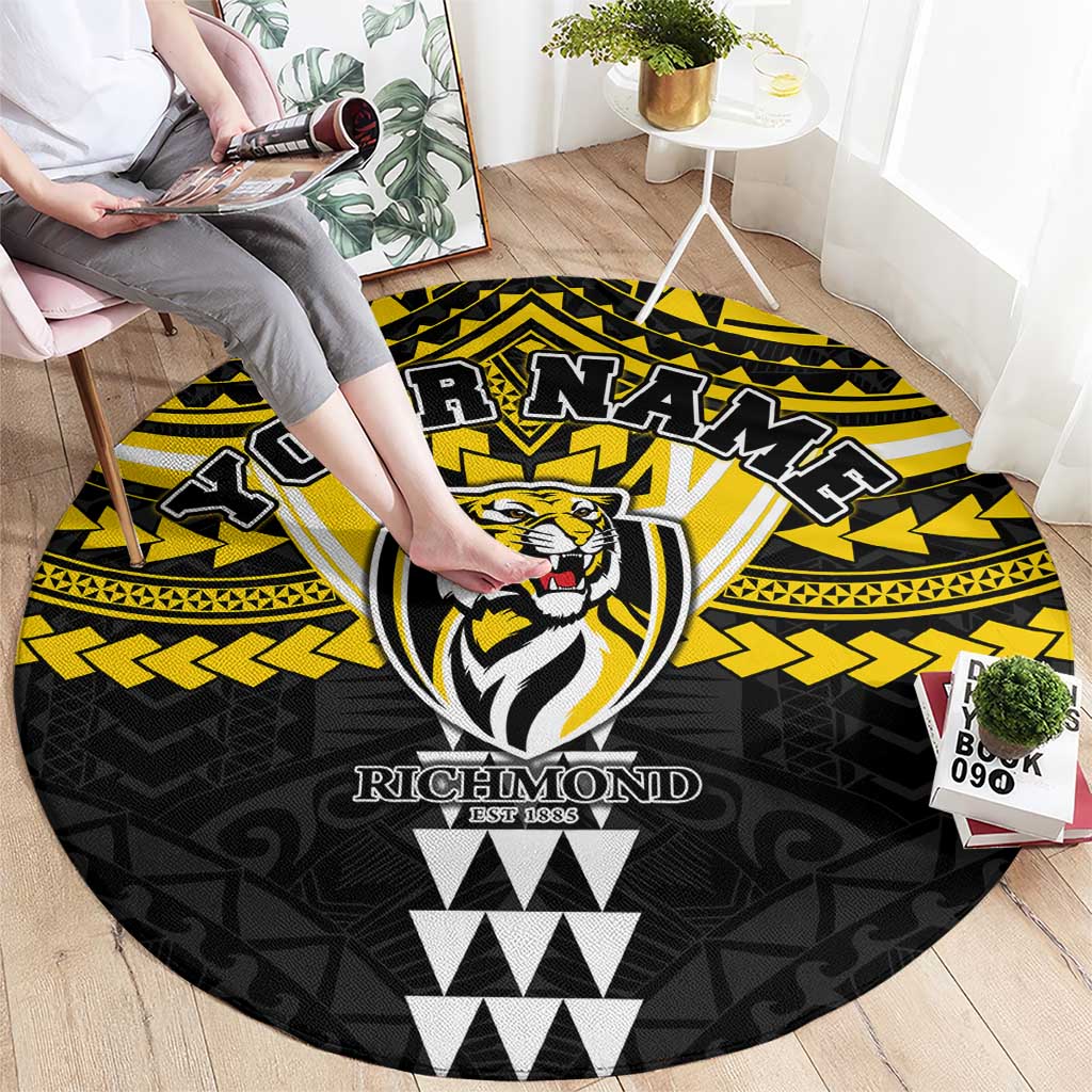 Personalized Richmond Tigers Round Carpet Polynesian Tribal Pattern Heritage Football
