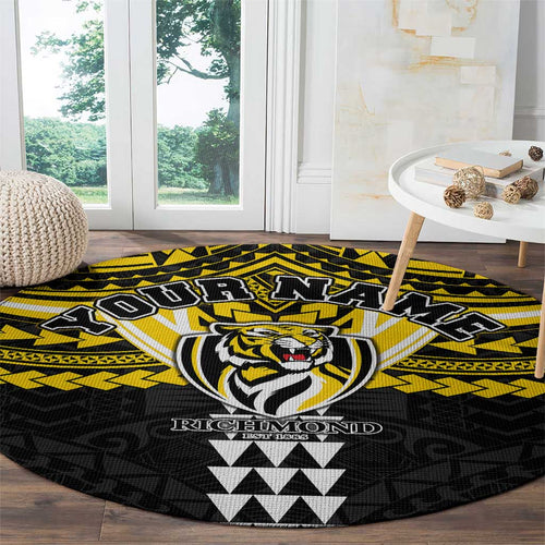 Personalized Richmond Tigers Round Carpet Polynesian Tribal Pattern Heritage Football