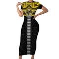 Personalized Richmond Tigers Short Sleeve Bodycon Dress Polynesian Tribal Pattern Heritage Football