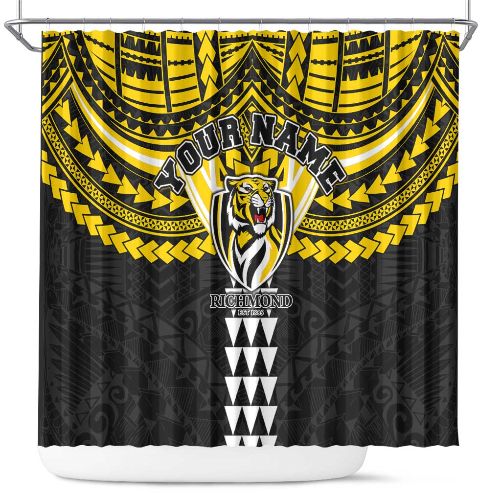 Personalized Richmond Tigers Shower Curtain Polynesian Tribal Pattern Heritage Football