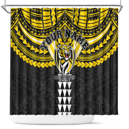 Personalized Richmond Tigers Shower Curtain Polynesian Tribal Pattern Heritage Football