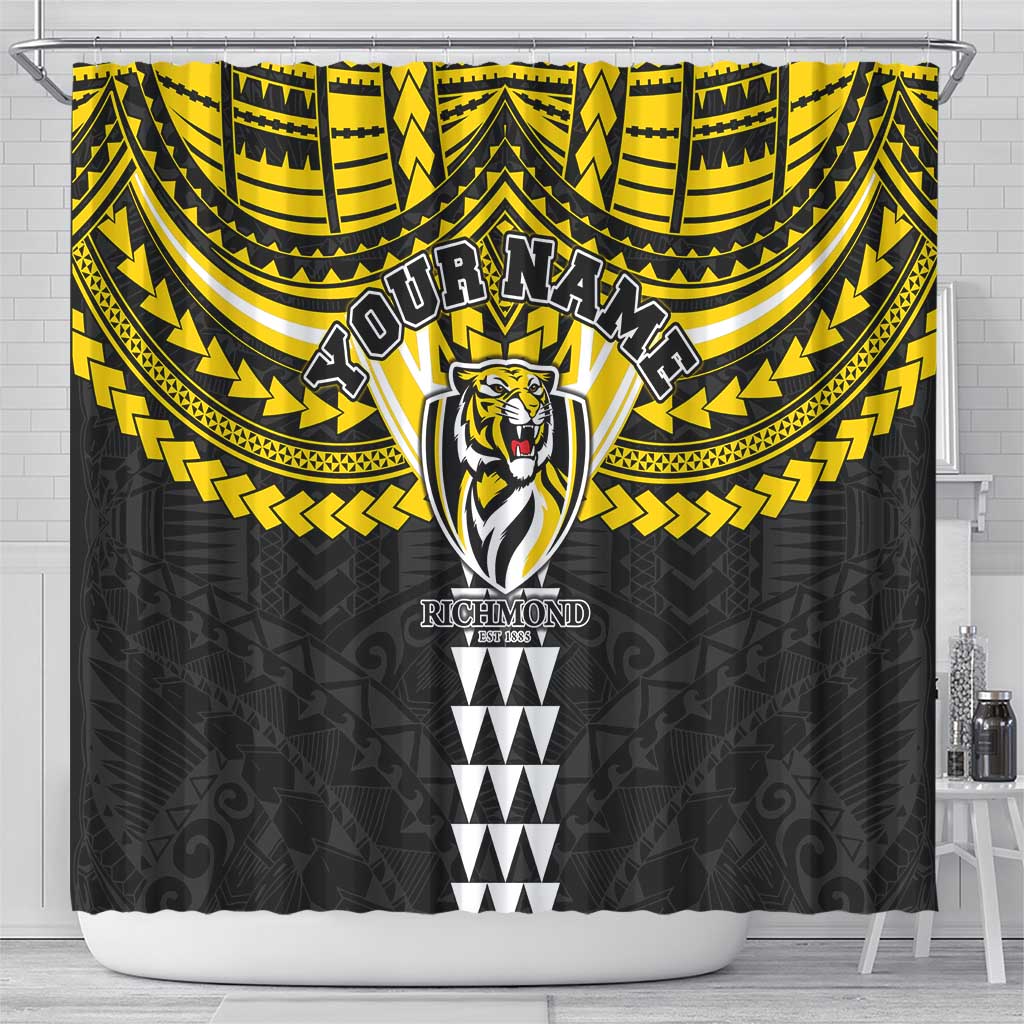 Personalized Richmond Tigers Shower Curtain Polynesian Tribal Pattern Heritage Football
