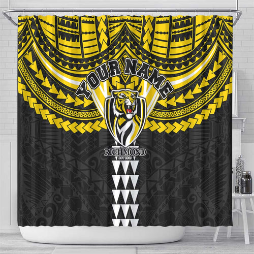 Personalized Richmond Tigers Shower Curtain Polynesian Tribal Pattern Heritage Football