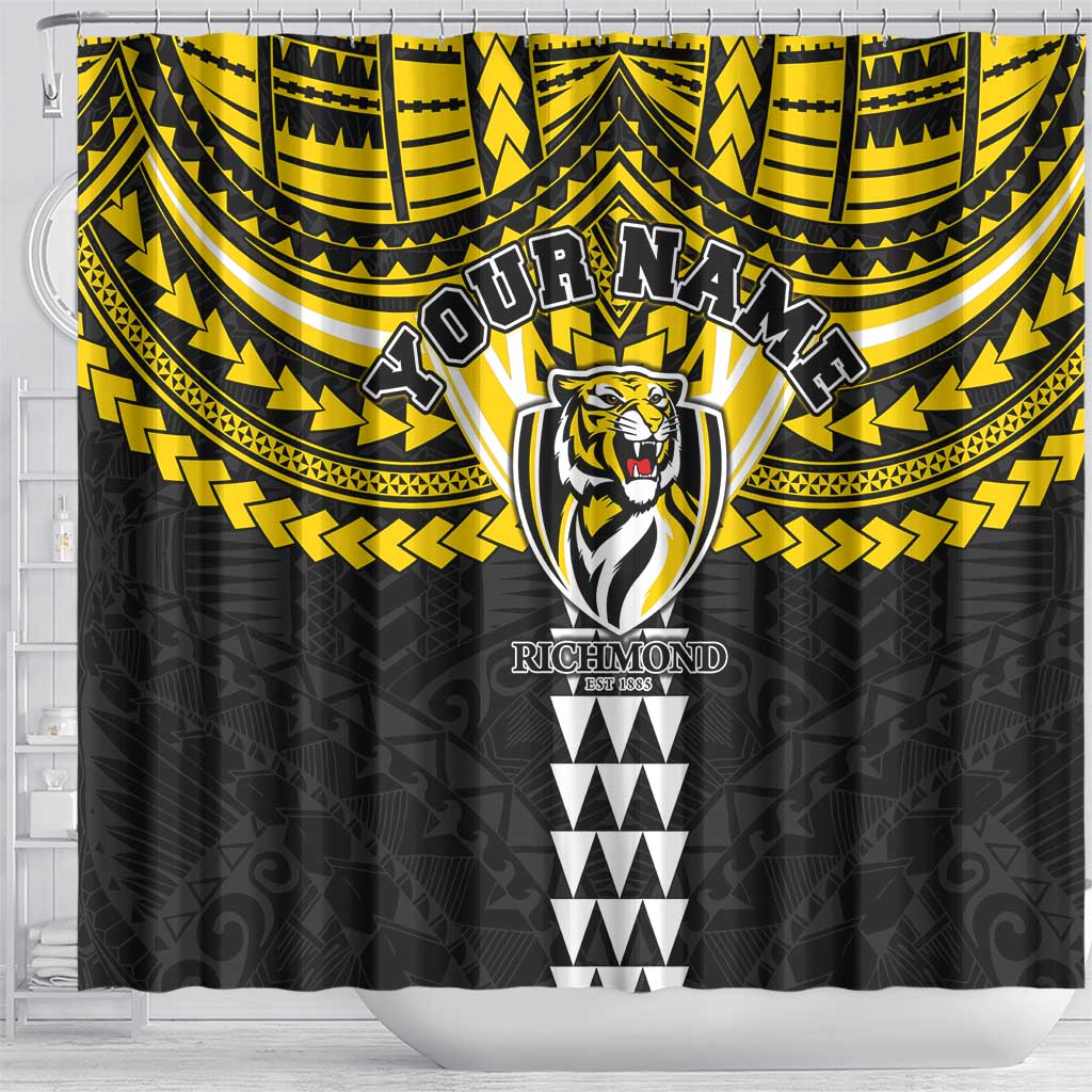 Personalized Richmond Tigers Shower Curtain Polynesian Tribal Pattern Heritage Football