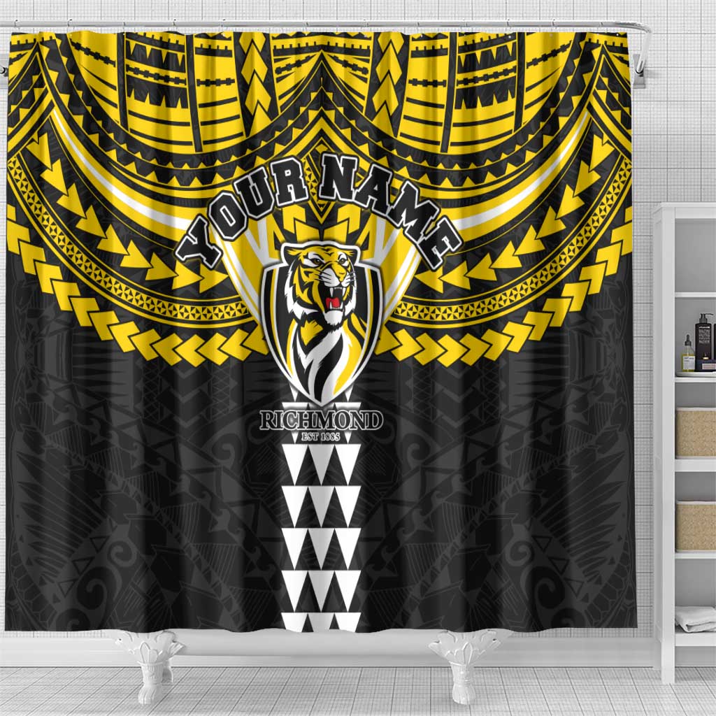 Personalized Richmond Tigers Shower Curtain Polynesian Tribal Pattern Heritage Football