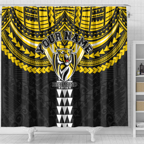 Personalized Richmond Tigers Shower Curtain Polynesian Tribal Pattern Heritage Football