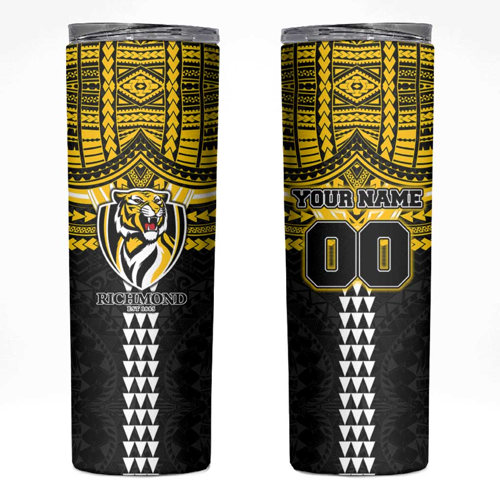 Personalized Richmond Tigers Skinny Tumbler Polynesian Tribal Pattern Heritage Football
