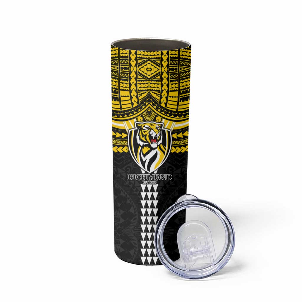 Personalized Richmond Tigers Skinny Tumbler Polynesian Tribal Pattern Heritage Football