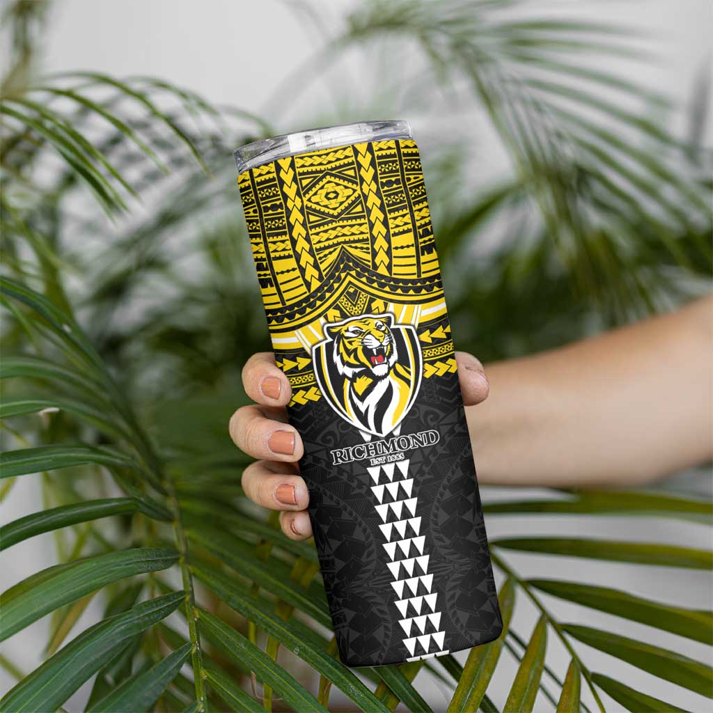 Personalized Richmond Tigers Skinny Tumbler Polynesian Tribal Pattern Heritage Football