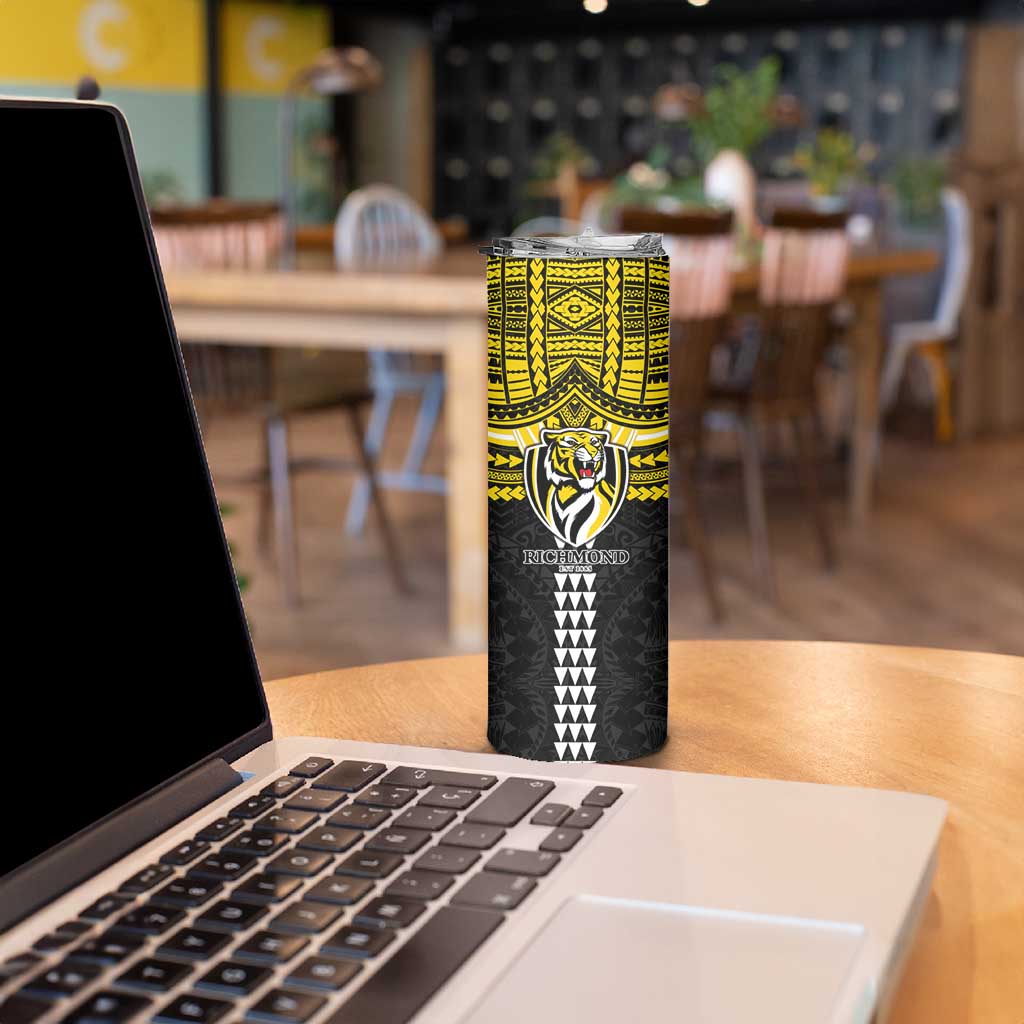 Personalized Richmond Tigers Skinny Tumbler Polynesian Tribal Pattern Heritage Football
