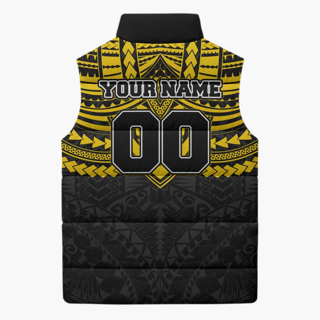 Personalized Richmond Tigers Sleeveless Puffer Jacket Polynesian Tribal Pattern Heritage Football