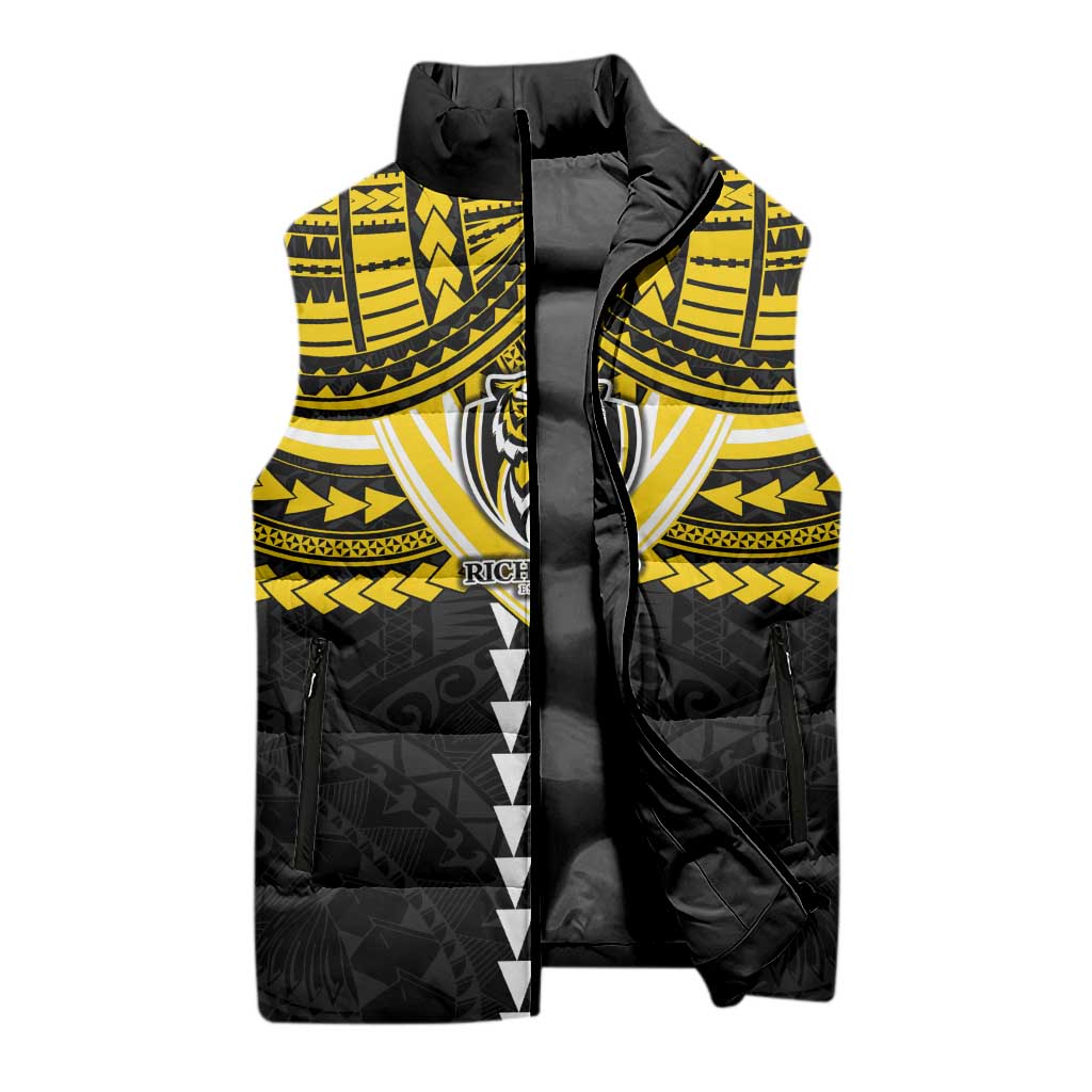 Personalized Richmond Tigers Sleeveless Puffer Jacket Polynesian Tribal Pattern Heritage Football