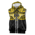 Personalized Richmond Tigers Sleeveless Zip Hoodie Polynesian Tribal Pattern Heritage Football