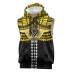 Personalized Richmond Tigers Sleeveless Zip Hoodie Polynesian Tribal Pattern Heritage Football