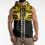 Personalized Richmond Tigers Sleeveless Zip Hoodie Polynesian Tribal Pattern Heritage Football