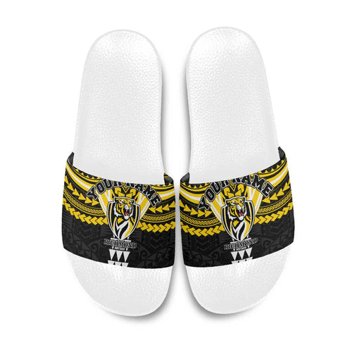Personalized Richmond Tigers Slide Sandals Polynesian Tribal Pattern Heritage Football