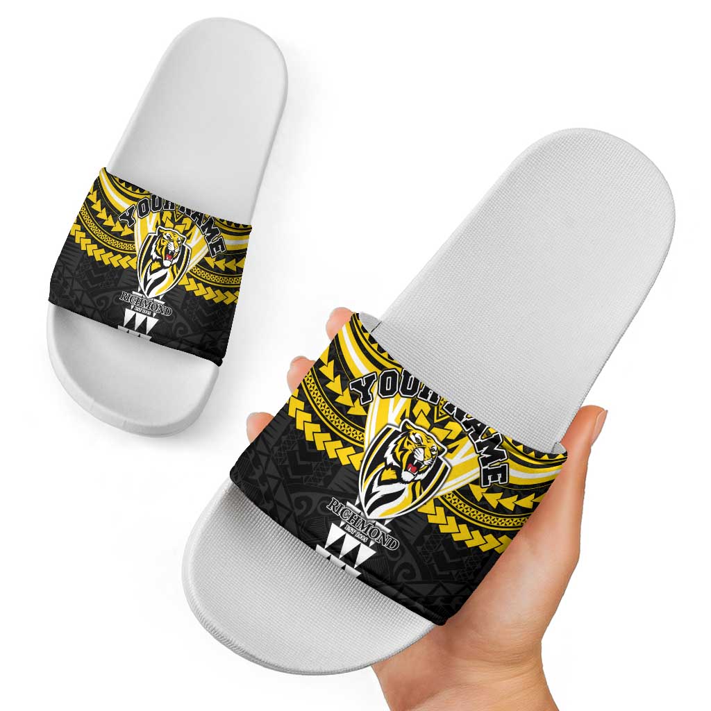 Personalized Richmond Tigers Slide Sandals Polynesian Tribal Pattern Heritage Football