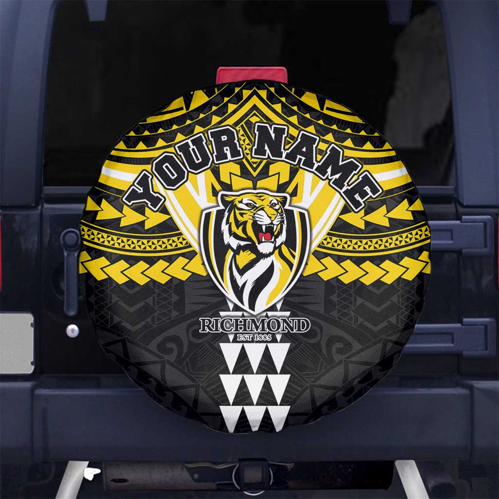 Personalized Richmond Tigers Spare Tire Cover Polynesian Tribal Pattern Heritage Football