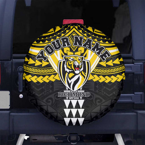 Personalized Richmond Tigers Spare Tire Cover Polynesian Tribal Pattern Heritage Football
