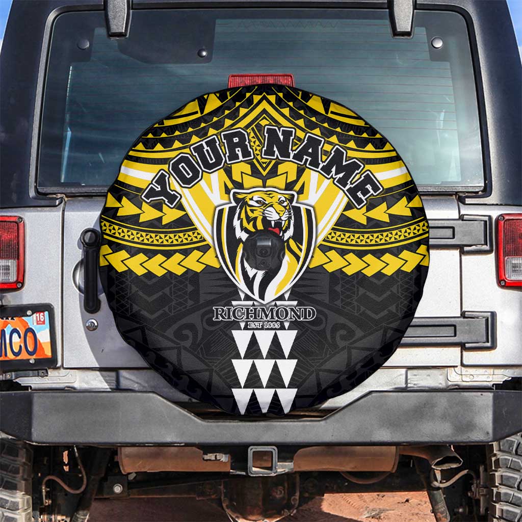 Personalized Richmond Tigers Spare Tire Cover Polynesian Tribal Pattern Heritage Football