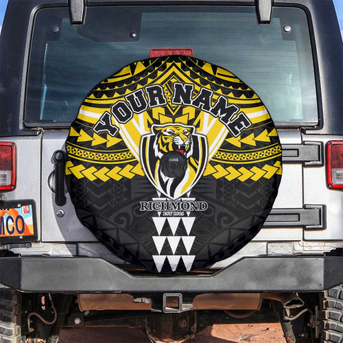 Personalized Richmond Tigers Spare Tire Cover Polynesian Tribal Pattern Heritage Football