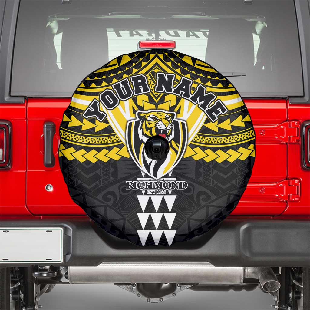 Personalized Richmond Tigers Spare Tire Cover Polynesian Tribal Pattern Heritage Football