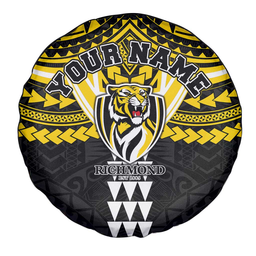 Personalized Richmond Tigers Spare Tire Cover Polynesian Tribal Pattern Heritage Football