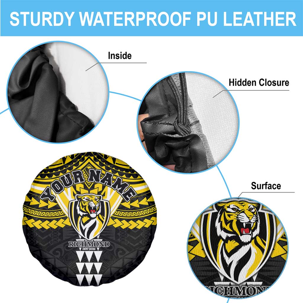 Personalized Richmond Tigers Spare Tire Cover Polynesian Tribal Pattern Heritage Football