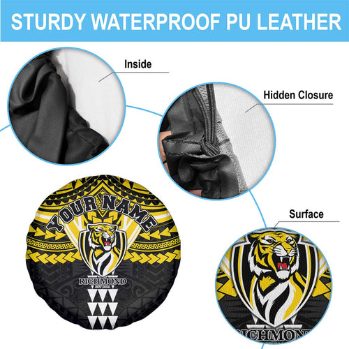 Personalized Richmond Tigers Spare Tire Cover Polynesian Tribal Pattern Heritage Football